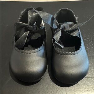 Black Baby Ballet Shoes with Ribbon